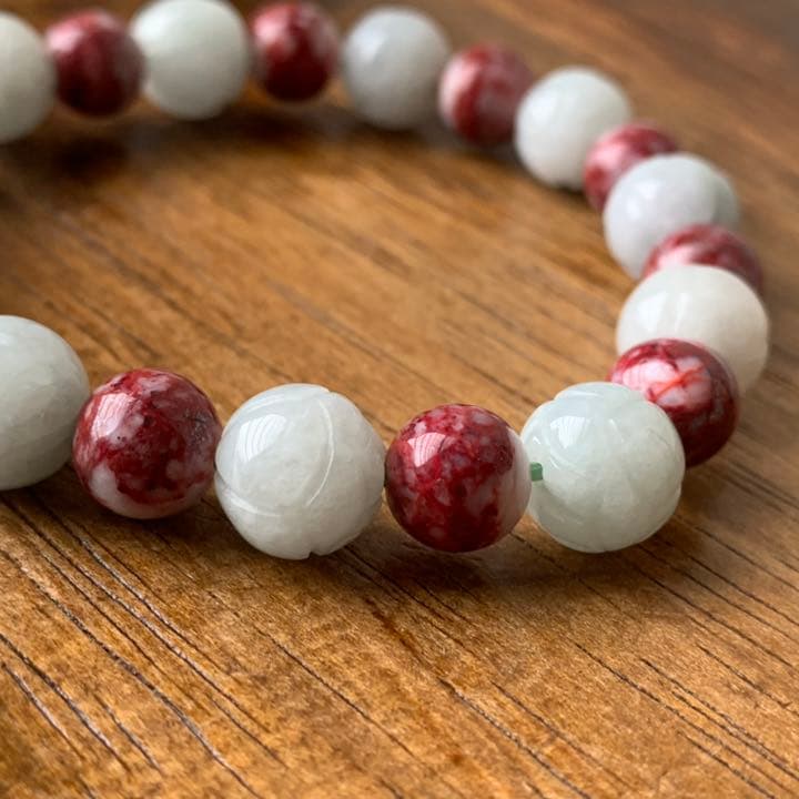 辰砂(シンシャ)＆翡翠蓮花ブレスレット