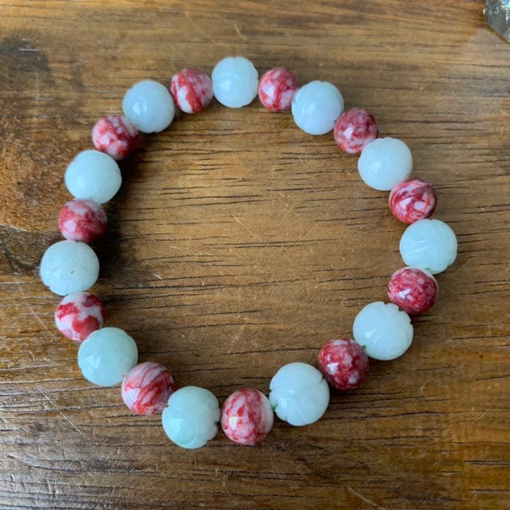 辰砂(シンシャ)＆翡翠蓮花ブレスレット