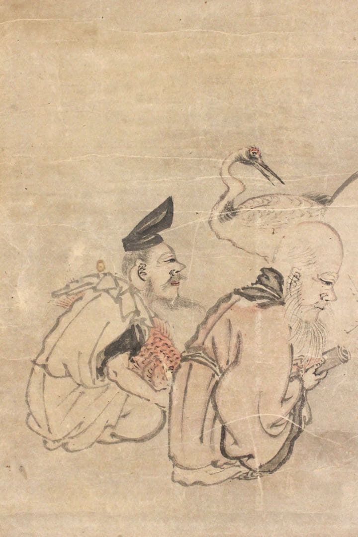 No5239掛軸　長塩雪虹　七福神図　紙本淡彩　日本画　神仏画　古美術　送料無料