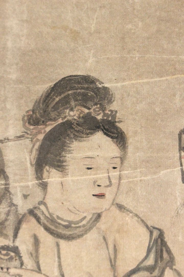 No5239掛軸　長塩雪虹　七福神図　紙本淡彩　日本画　神仏画　古美術　送料無料