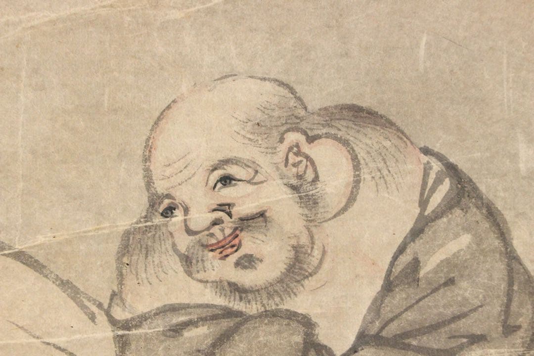 No5239掛軸　長塩雪虹　七福神図　紙本淡彩　日本画　神仏画　古美術　送料無料