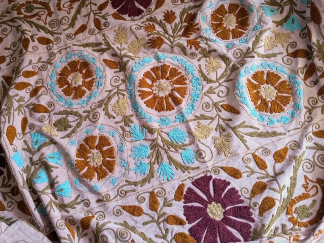 春色スザ二◇ スザニ刺繍 くすみ ピンク 大判 205×150