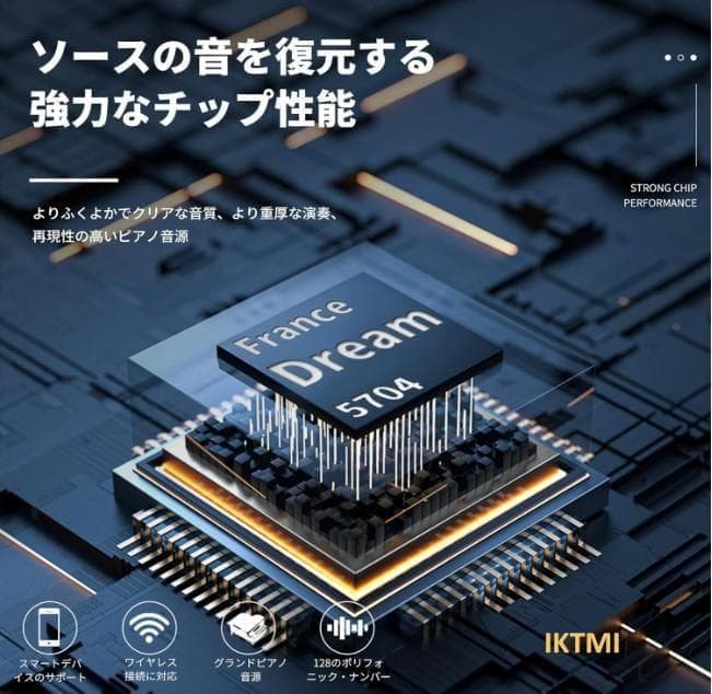 IKTMI ホワイト 電子ピアノ　88鍵盤　MIDI対応　ga3-1