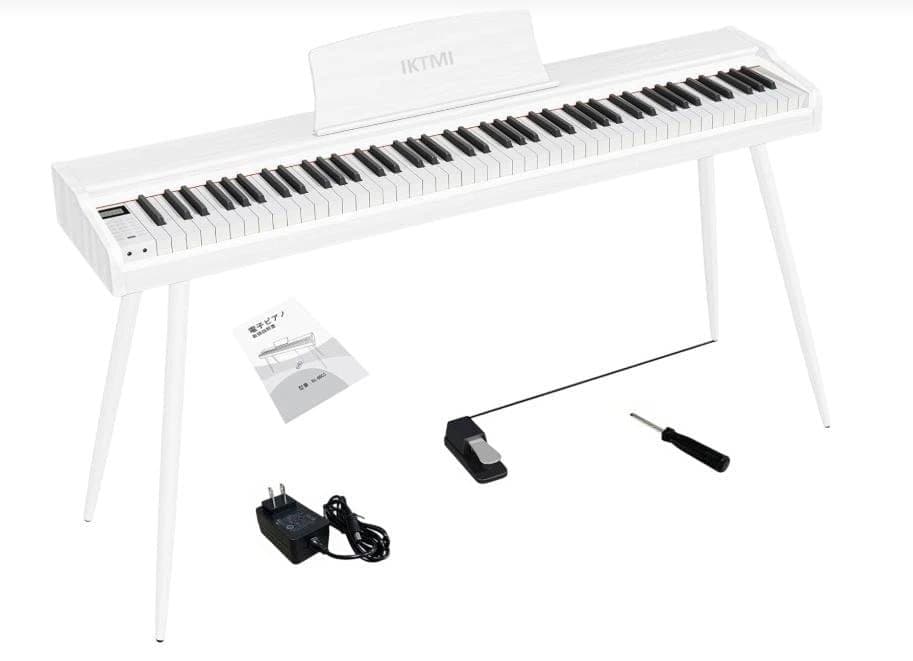 IKTMI ホワイト 電子ピアノ　88鍵盤　MIDI対応　ga3-1