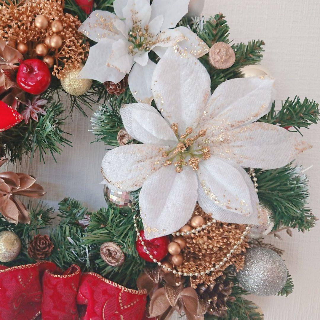 Sale⚜光触媒⚜ポインセチアの豪華なクリスマスリース（40cm）