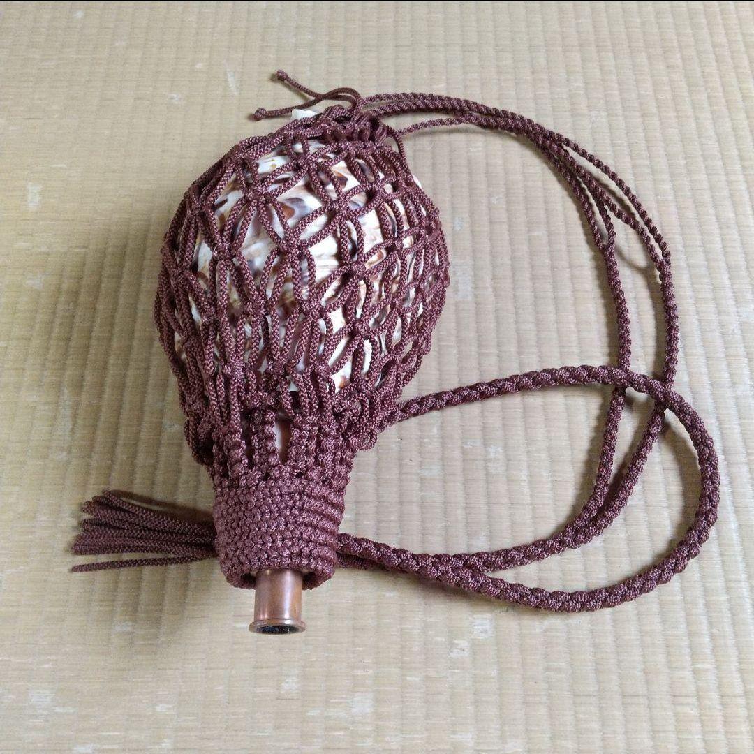 法螺貝　袋　大　ワインレッド色　七宝編み