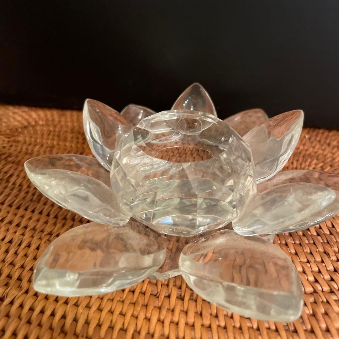 大玉水晶　大日如来　レーザー彫　台座付き