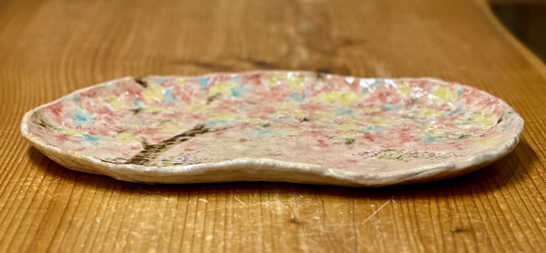 再値下げ　新品　清水焼　もみじ　紅葉　大皿　陶器　瑞光窯　盛皿　飾り皿