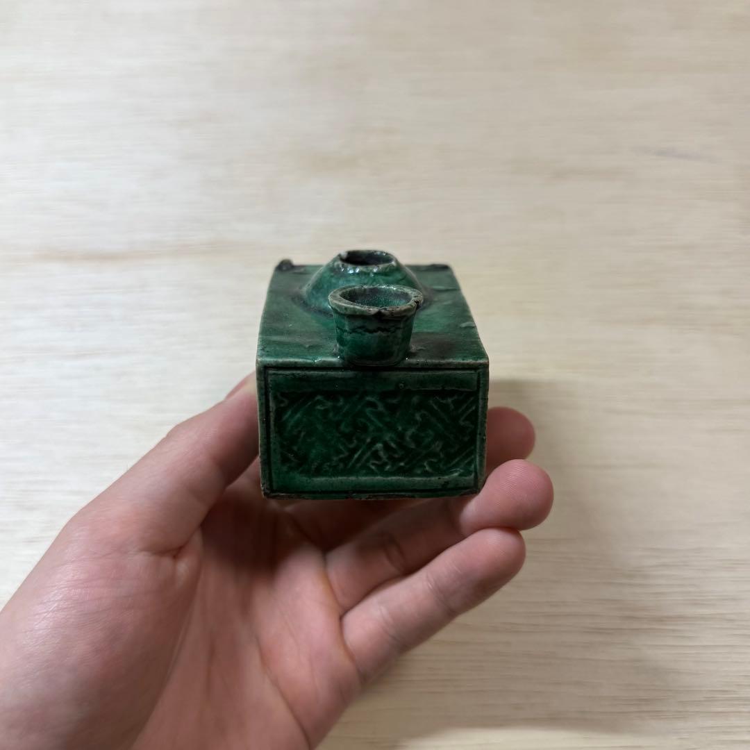 珉平焼 緑釉 水滴 江戸時代 淡路焼 珉平 古伊万里 古瀬戸 古美術 骨董 民藝