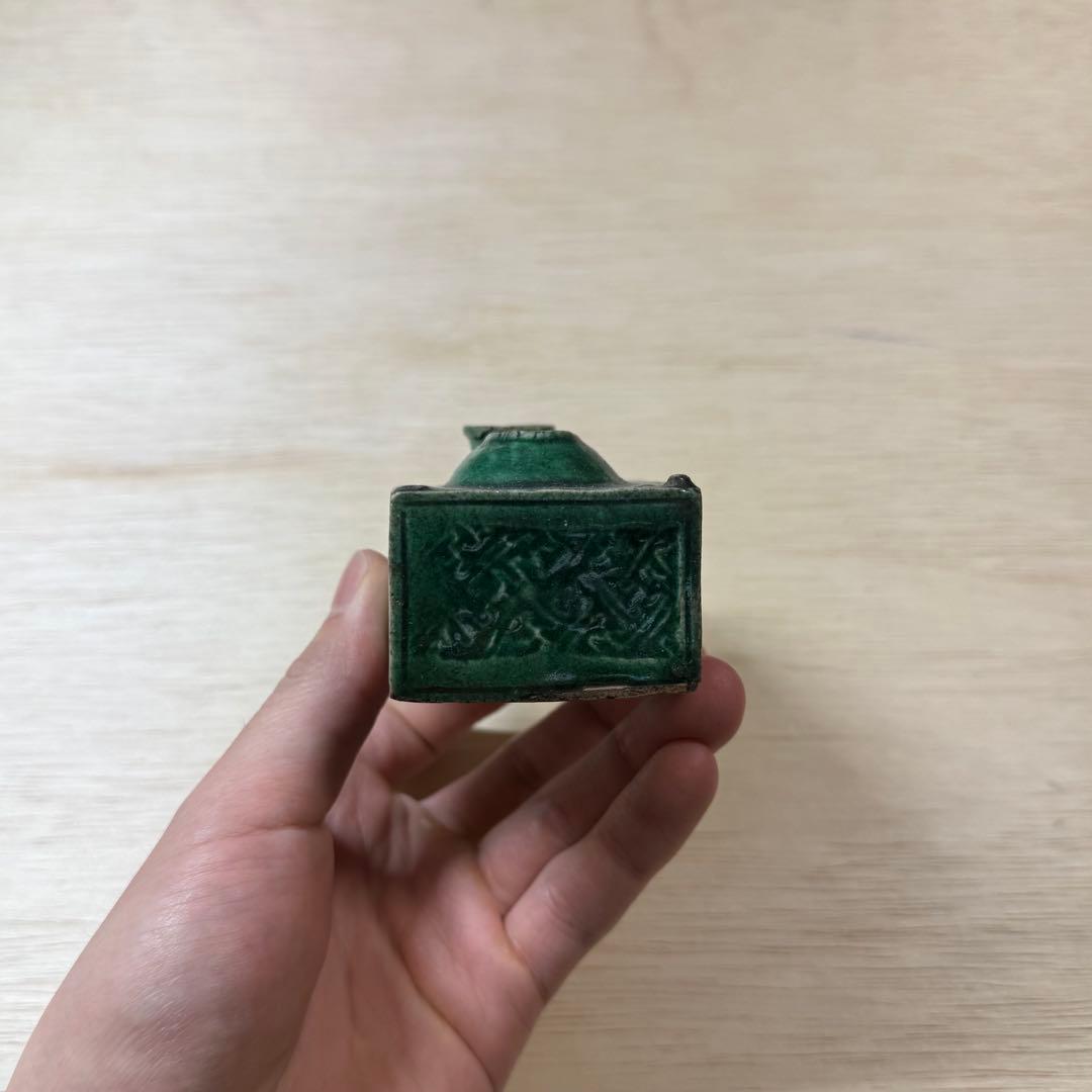 珉平焼 緑釉 水滴 江戸時代 淡路焼 珉平 古伊万里 古瀬戸 古美術 骨董 民藝