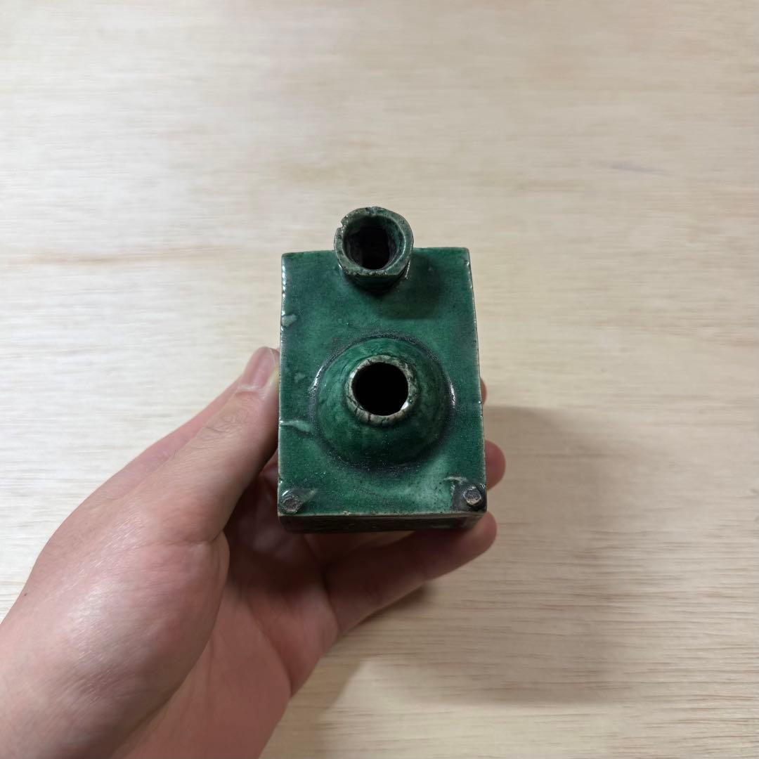 珉平焼 緑釉 水滴 江戸時代 淡路焼 珉平 古伊万里 古瀬戸 古美術 骨董 民藝