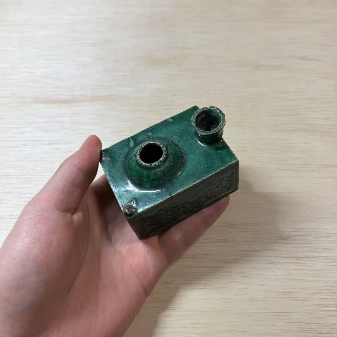 珉平焼 緑釉 水滴 江戸時代 淡路焼 珉平 古伊万里 古瀬戸 古美術 骨董 民藝