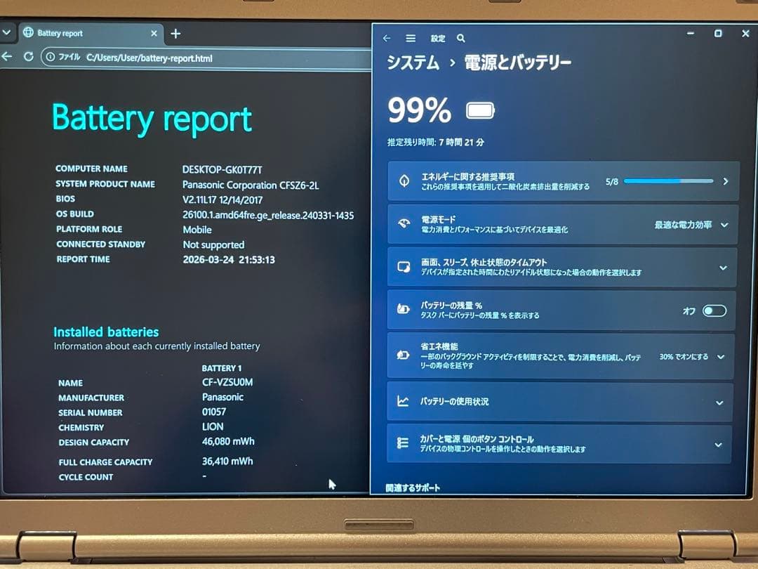 レッツノート CF-SZ6 WIN11 SSD充電器付き i3