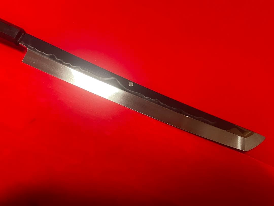 01506 包丁　先丸　本焼　富士山満月波紋　白鋼　波紋綺麗　箱付　未使用品