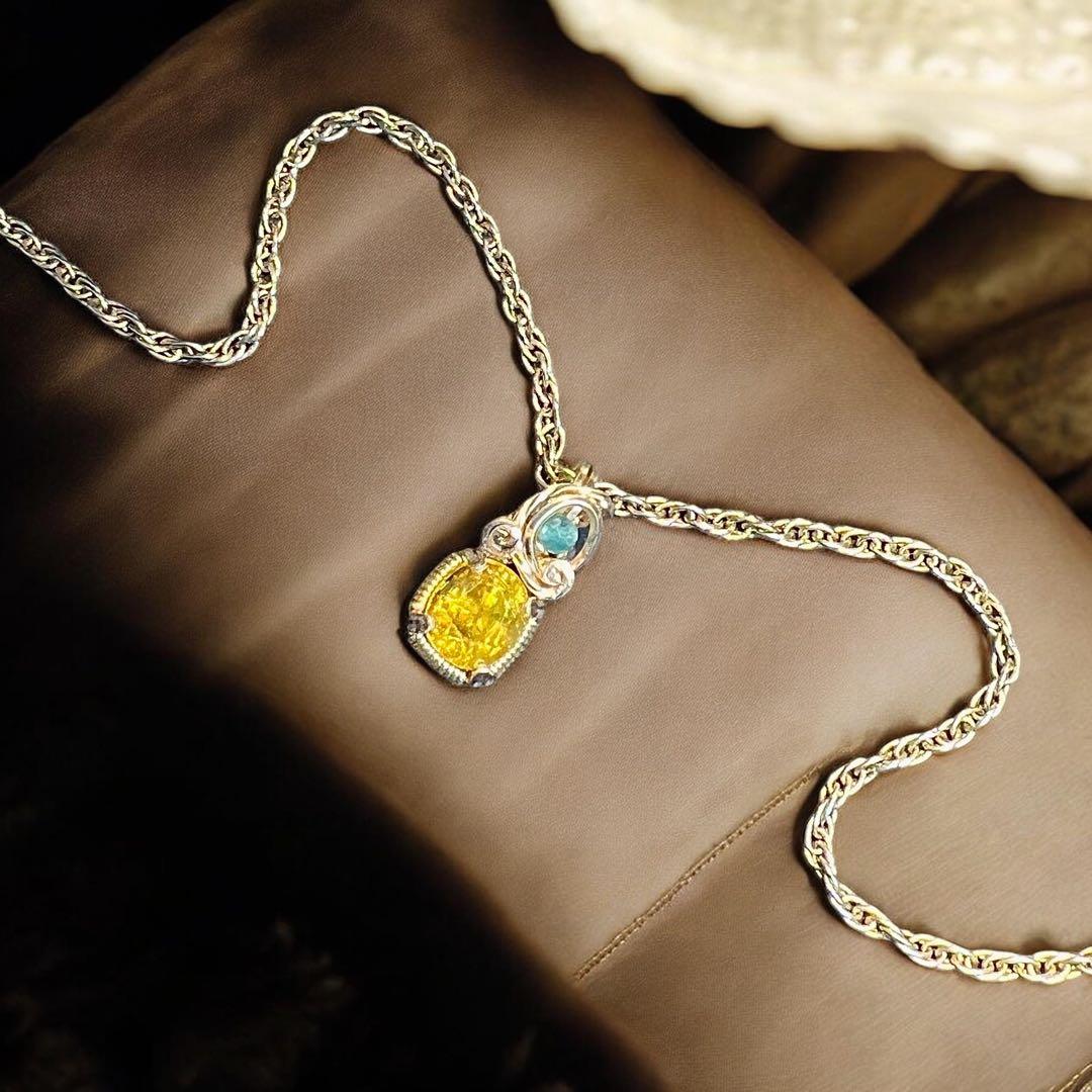 【for ☆ よとぽん ☆様】スフェーン　ワイヤーラッピング　ペンダントトップ