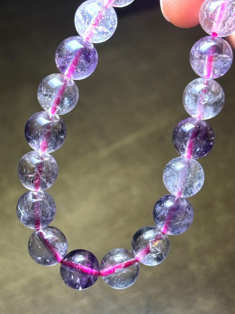 【極上】　スーパーセブンブレスレット（新品未使用）約8.5㎜　透明感抜群　内包物