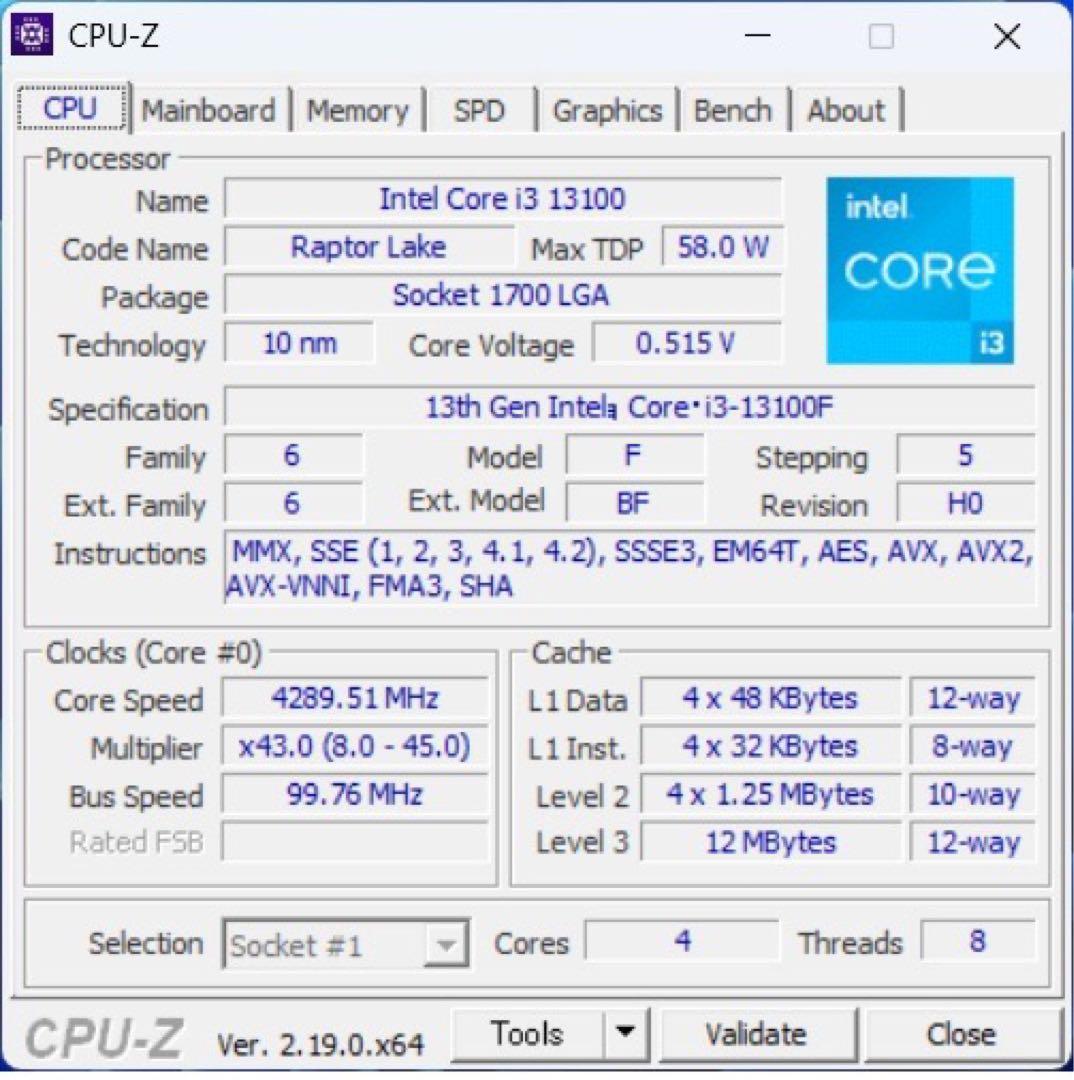 ASUS H610M-D4 R2.0 + i3-13100F ジャンク扱い