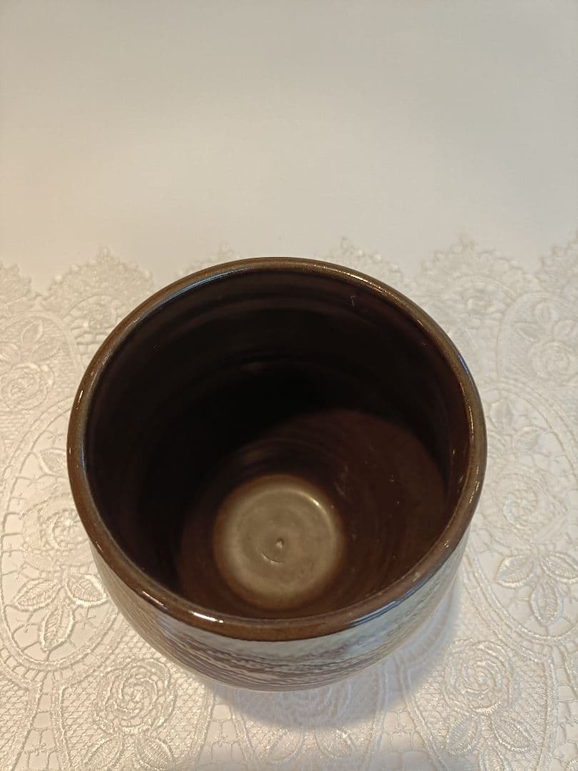 未使用臥牛釜 横縞模様が特徴の中型花瓶