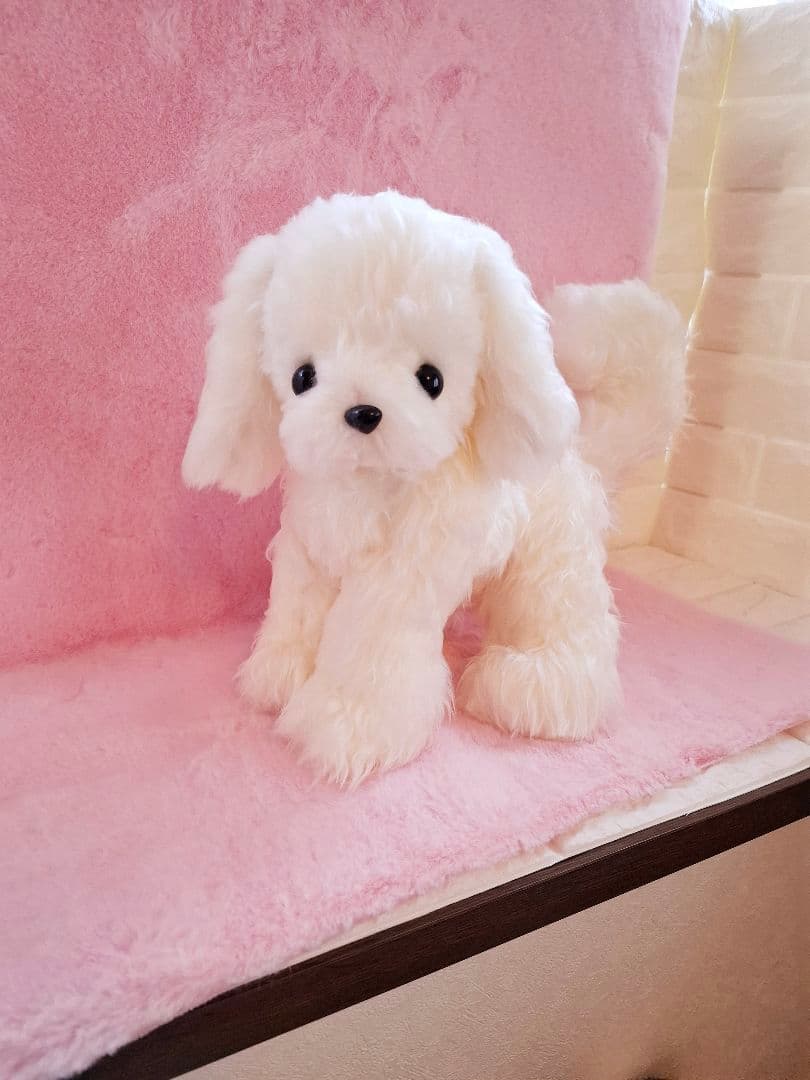 ぬいぐるみ、マルチーズ、犬ハンドメイド、リアルサイズ、オリジナル、トイスケルトン