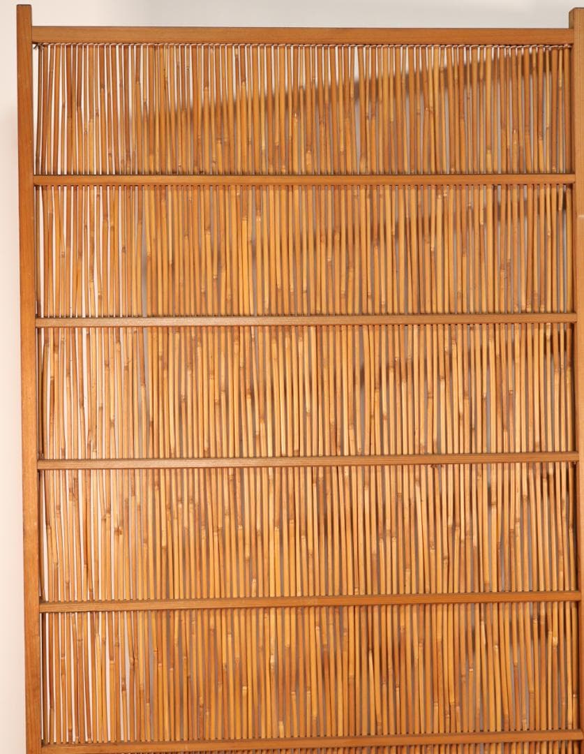 BK243　時代家具　網代　衝立　二枚折　簀戸　パーテーション　短冊掛け