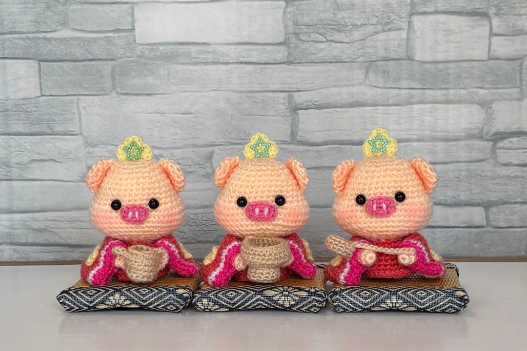 あみぐるみ　ぶたさん　雛人形　【ゆっこ】 ハンドメイド