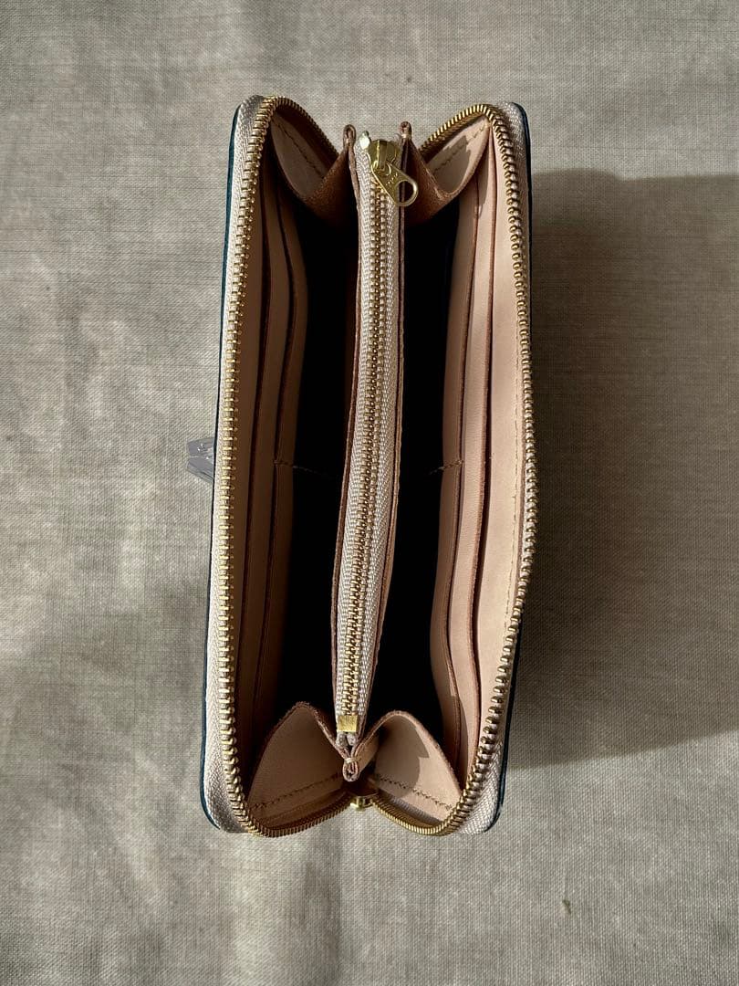 本革 ラウンドファスナー長財布 蒼 イタリアンレザー 手縫い仕立て