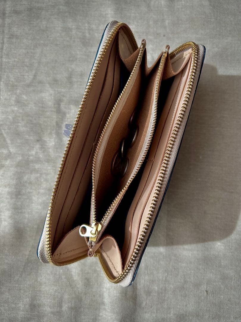 本革 ラウンドファスナー長財布 蒼 イタリアンレザー 手縫い仕立て