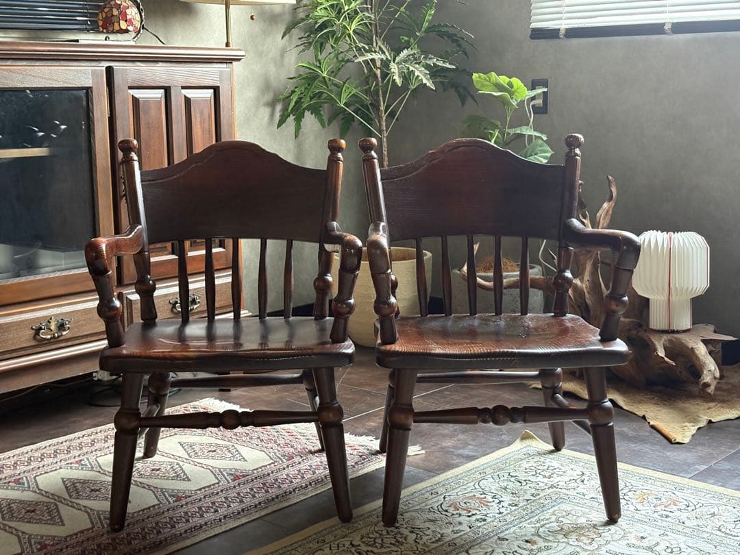 クラシック　ウッドチェア　アームチェア　ビンテージ　木製家具　レトロ　nZ