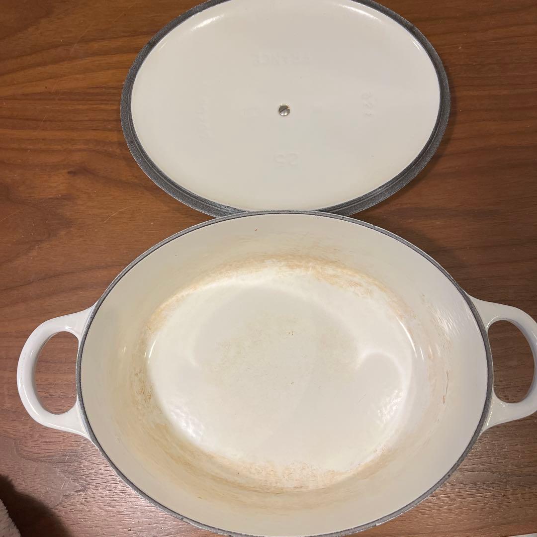LE CREUSET 両手鍋 25cm ホワイト　フランス　ル・クルーゼ