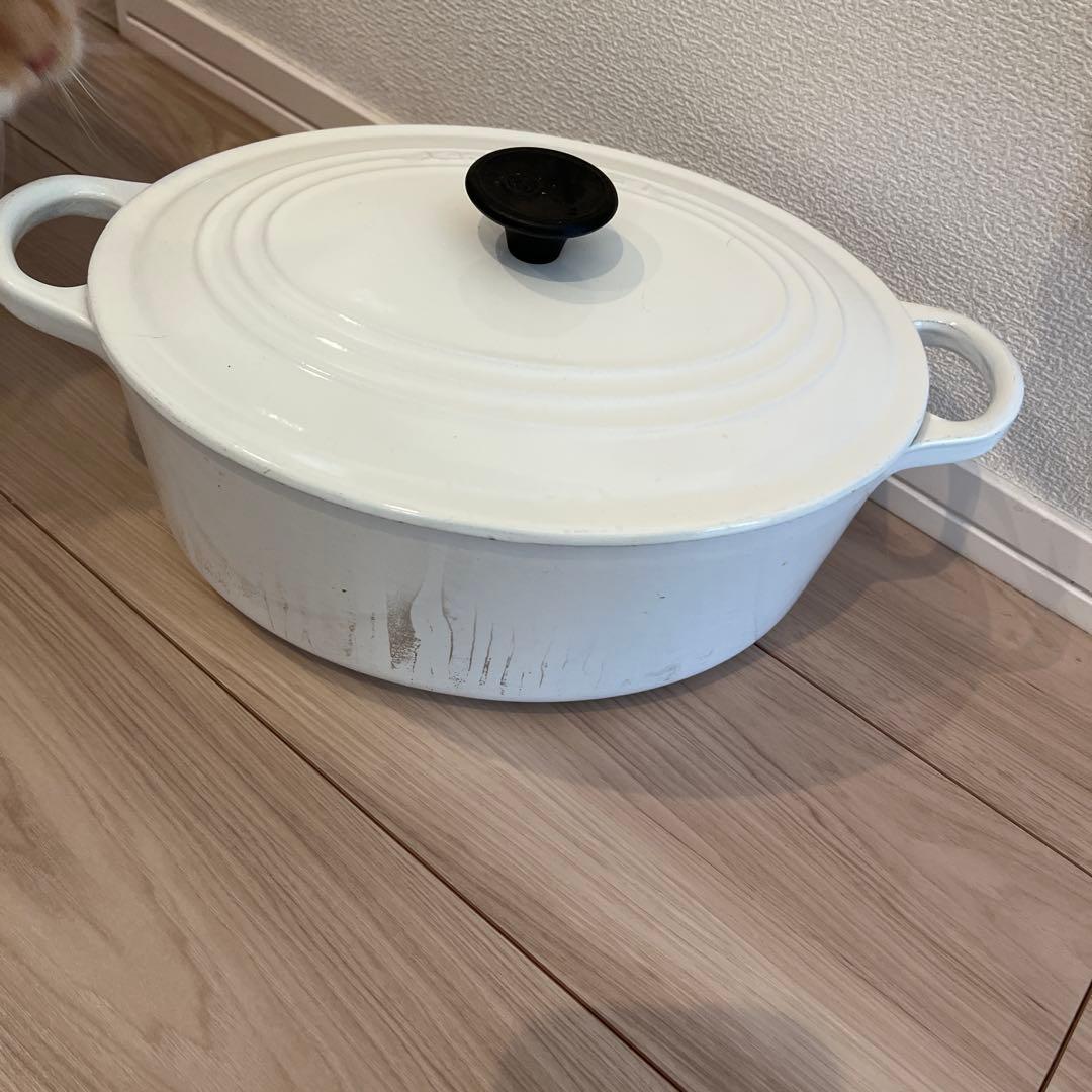 LE CREUSET 両手鍋 25cm ホワイト　フランス　ル・クルーゼ