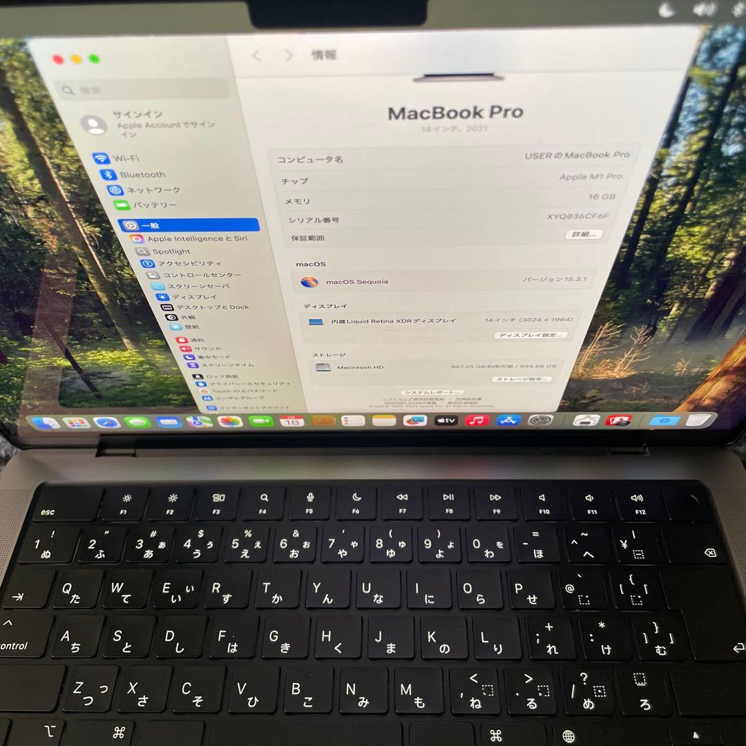 MacBook本体 40 MacBook Pro 14.2 2021 M1 Pro 16GB 1TB