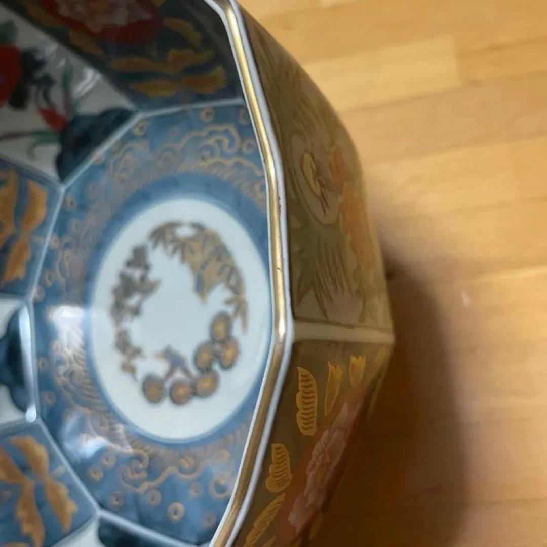 有田焼　林九郎窯　内外椿花紋　十方剣先鉢　金彩　鉢