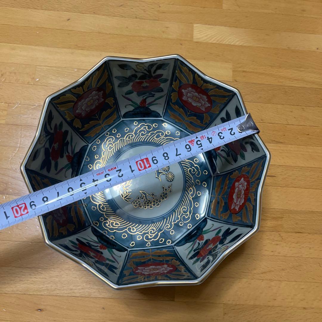 有田焼　林九郎窯　内外椿花紋　十方剣先鉢　金彩　鉢