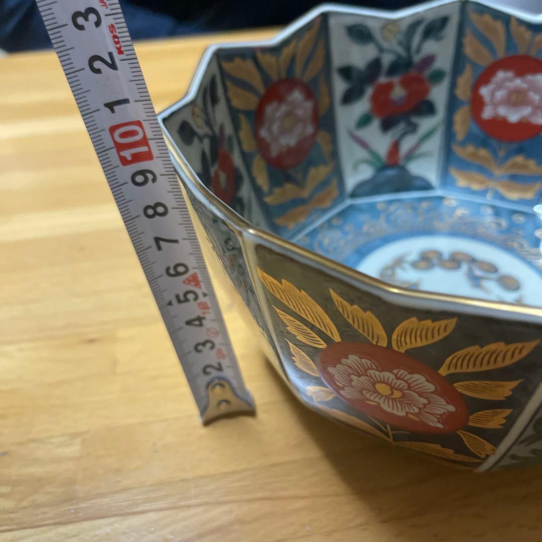 有田焼　林九郎窯　内外椿花紋　十方剣先鉢　金彩　鉢