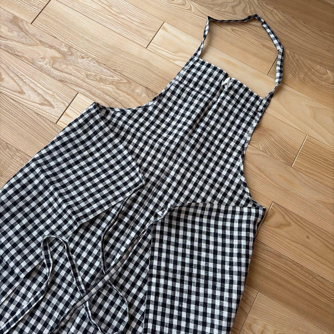 新品未使用　fog linen work リネンチェックフルエプロン