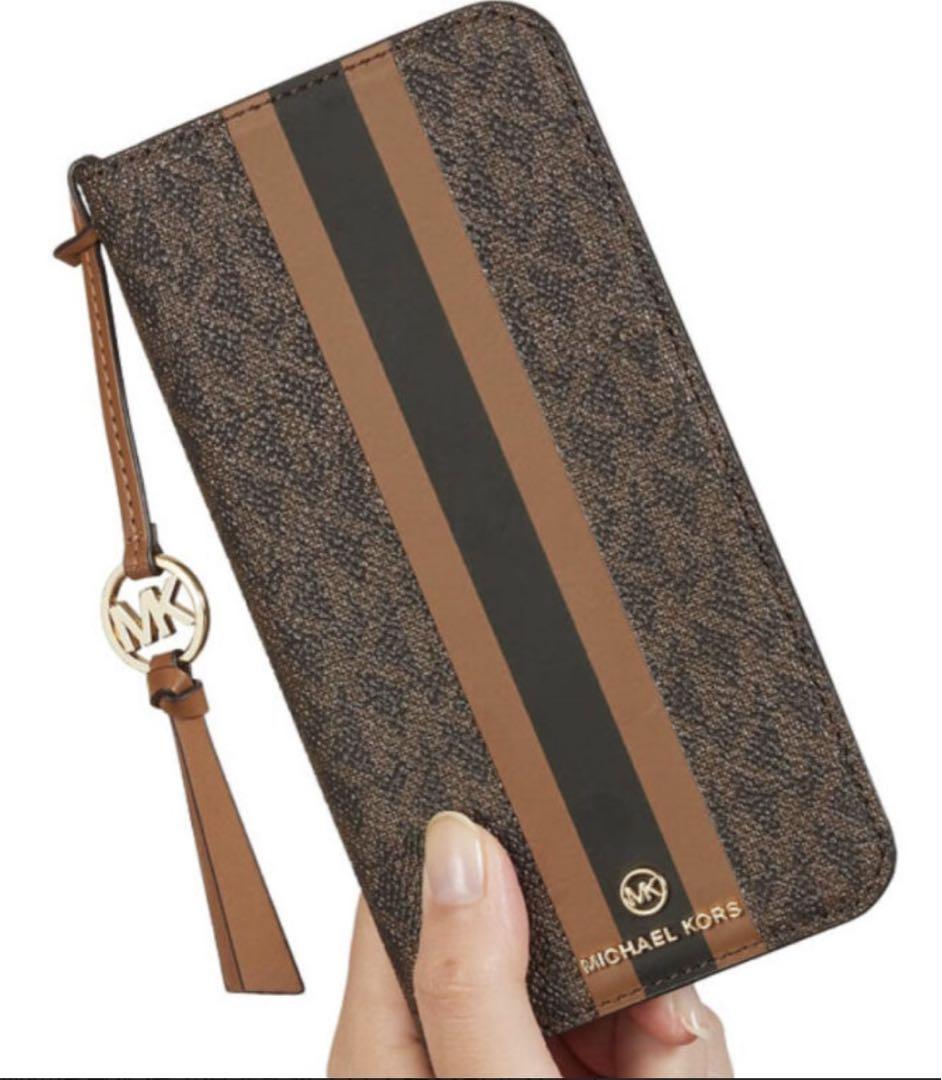 【新品】マイケルコース　ストライプ iPhone14 ケース タッセル　②