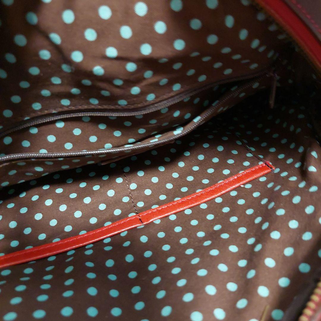 未使用 国産メーカーda--na 赤い円形レザー ハンドバッグ