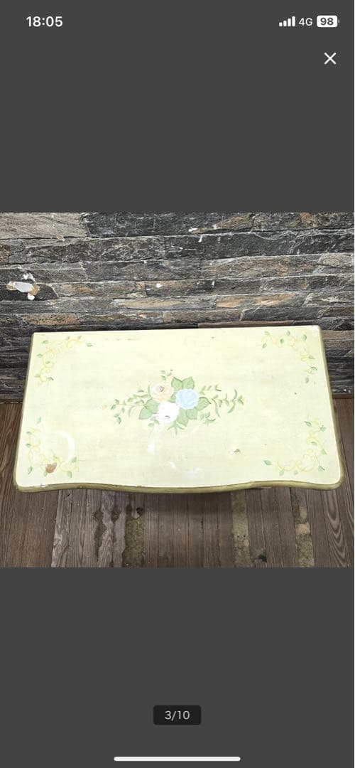 木製花柄3段ヨーロピアンテイスト　アンティークチェスト