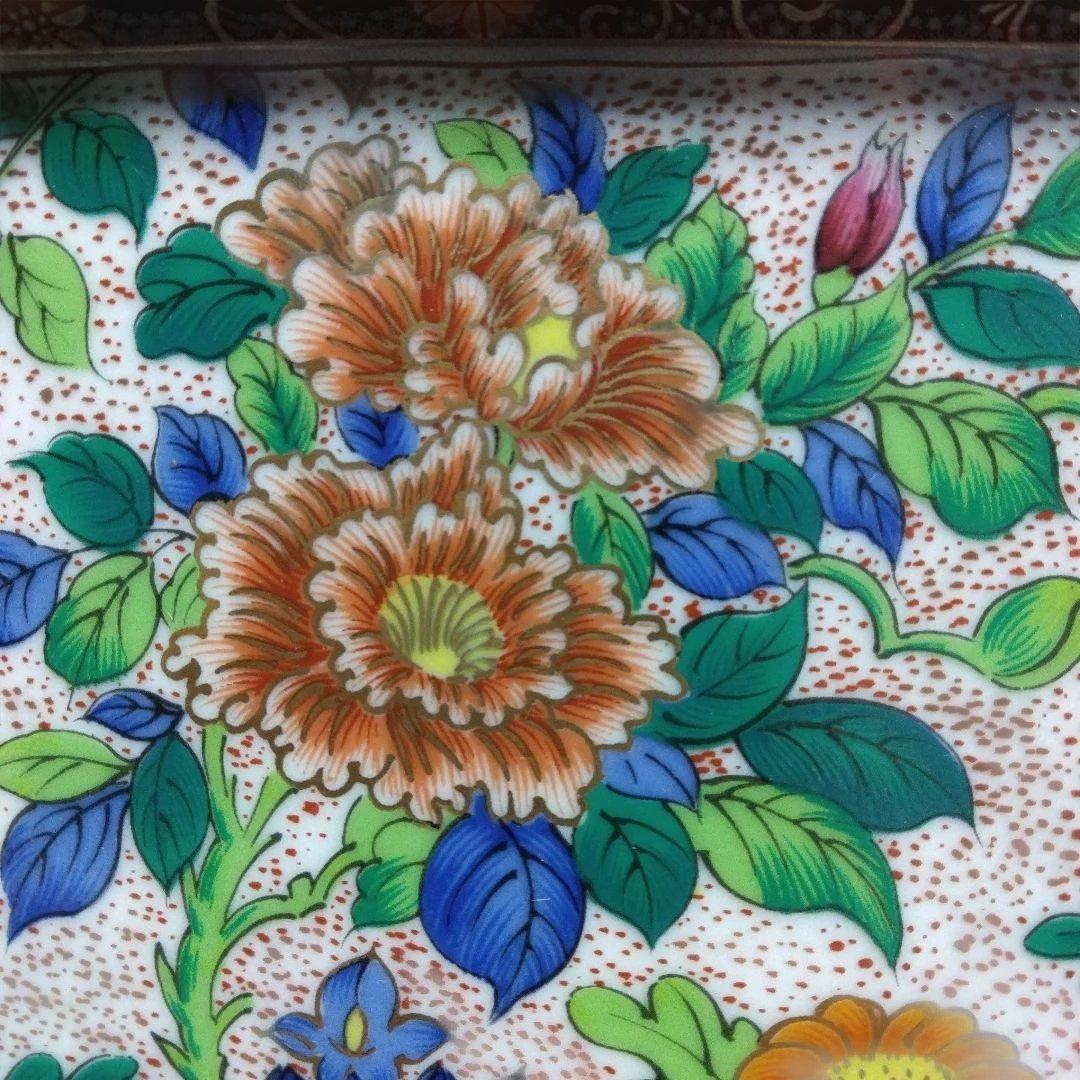 九谷焼　正峰窯　八角皿　色絵　飾り皿　隅切り長角皿　青粒鉄仙　金彩　大皿