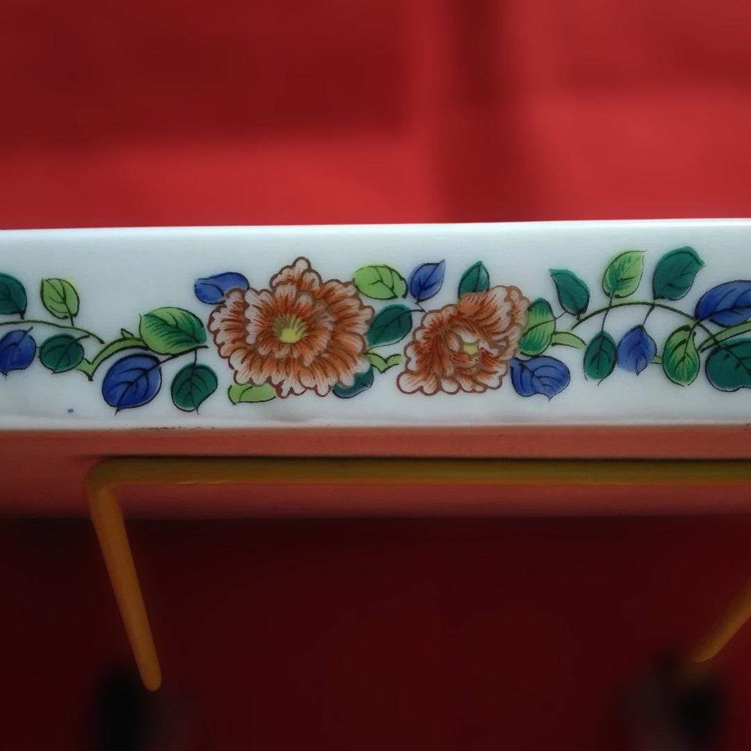 九谷焼　正峰窯　八角皿　色絵　飾り皿　隅切り長角皿　青粒鉄仙　金彩　大皿