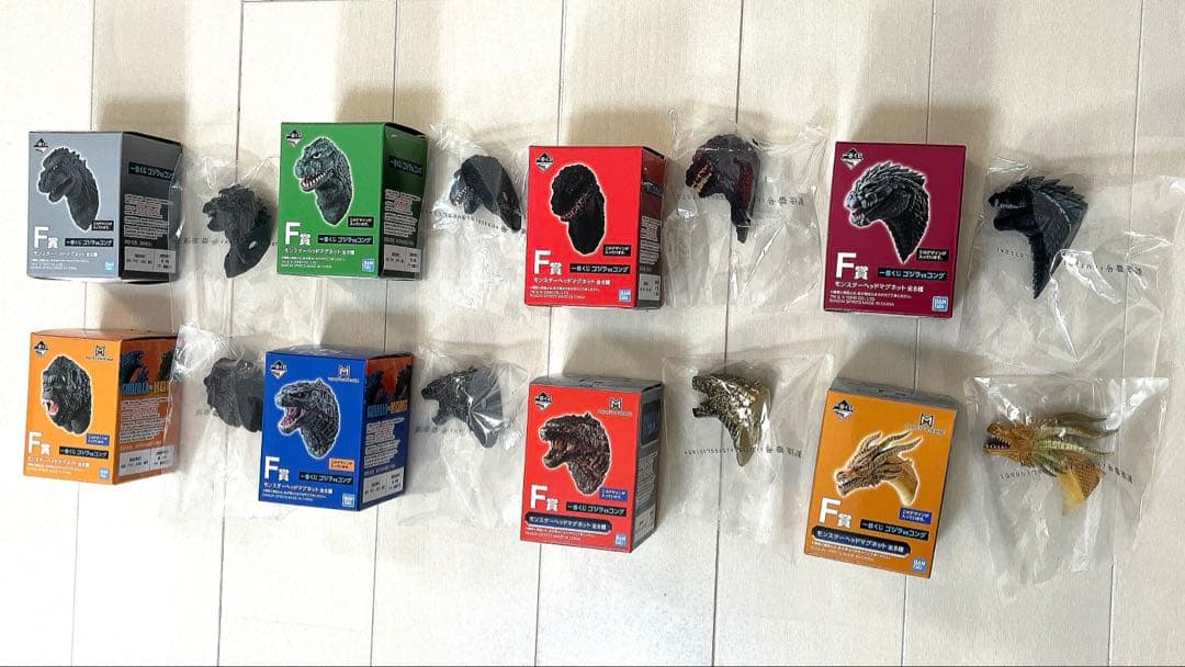 一番くじ　ゴジラVSコング　F賞　モンスターヘッドマグネット　全8種　箱付き