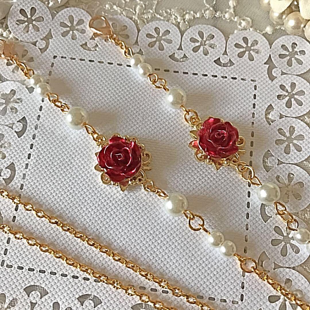 ♪再販❤️ 薔薇　パール　マスクチェーン　メガネチェーン　ハンドメイド　マスク