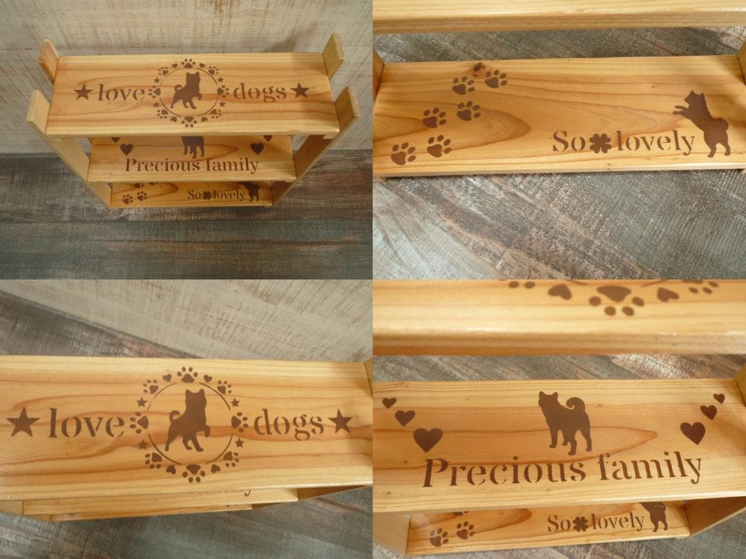 192--⭐販売済品❤️デザインサンプル⭐柴犬柄⭐棚BOX付3段ラック❤️