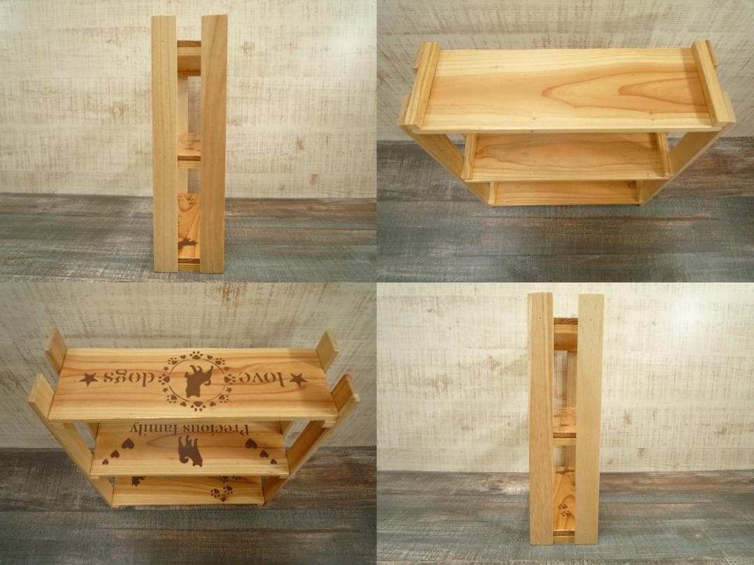 192--⭐販売済品❤️デザインサンプル⭐柴犬柄⭐棚BOX付3段ラック❤️