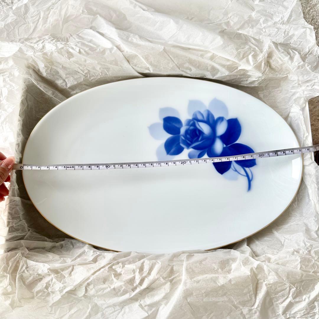 【新品未使用】大倉陶園 OKURA 皿 ブルーローズ 35cm 皇室御用達