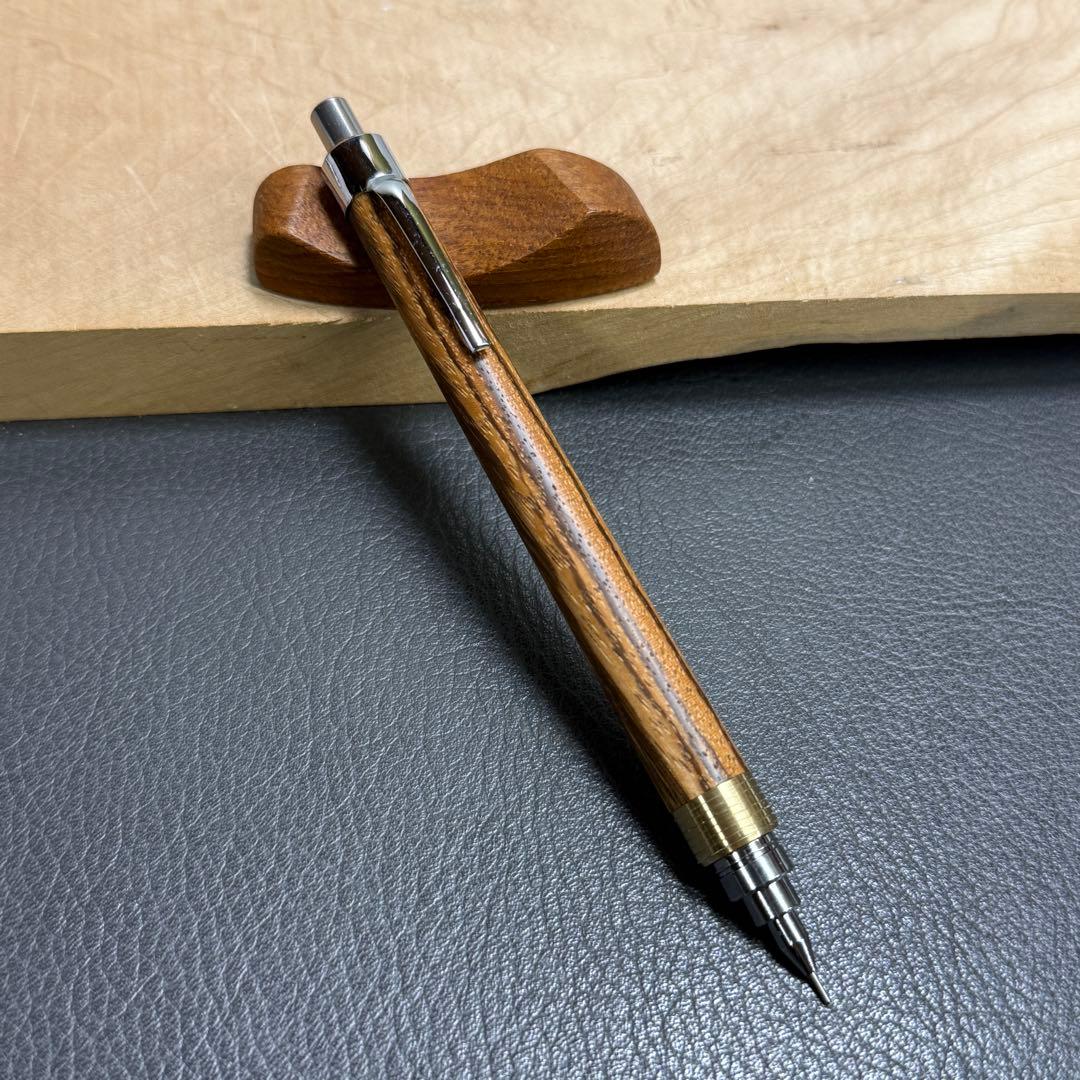198ゼブラウッド　木製シャーペン　超低重心　溝付き　真鍮