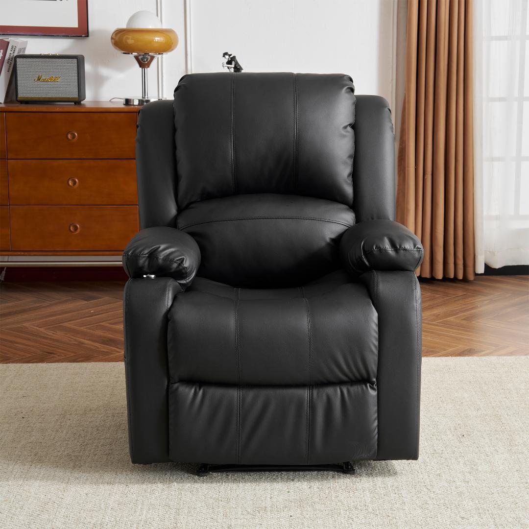 リクライニングチェア テーブル付き リクライニングソファ1人掛け電動【ブラック】