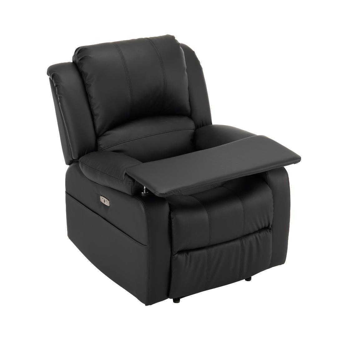 リクライニングチェア テーブル付き リクライニングソファ1人掛け電動【ブラック】