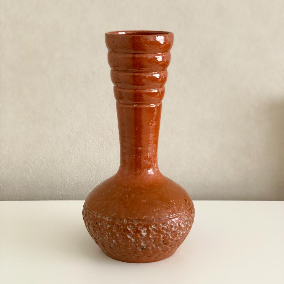 スペイン製アートポタリー／フラワーベース／ビンテージ／ミッドセンチュリー