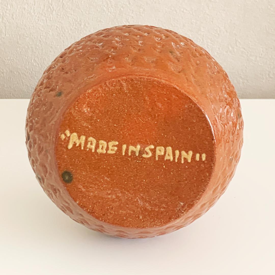 スペイン製アートポタリー／フラワーベース／ビンテージ／ミッドセンチュリー